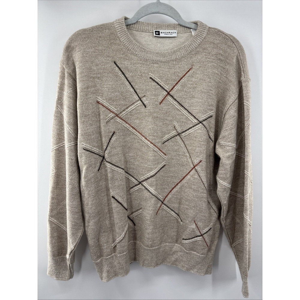 Bachrach Knit Sweater Vintage Y2K 90's Men's Size Large Wool Blend‎